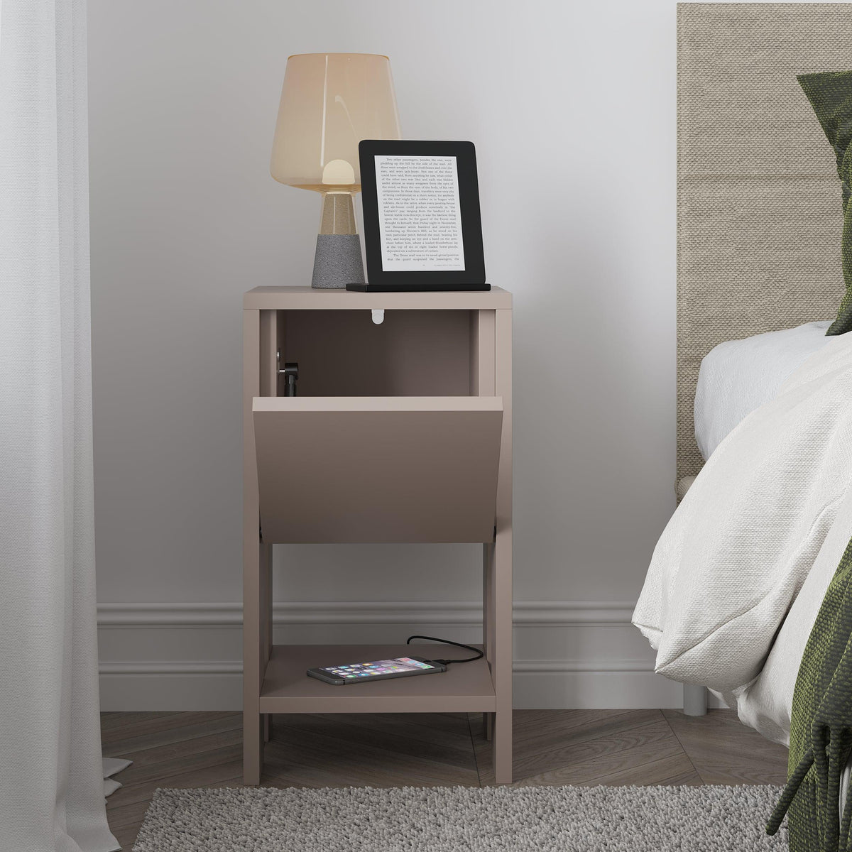 Decortieliving - Ema Modern Bedside Table Bedroom Furniture 30cm Width