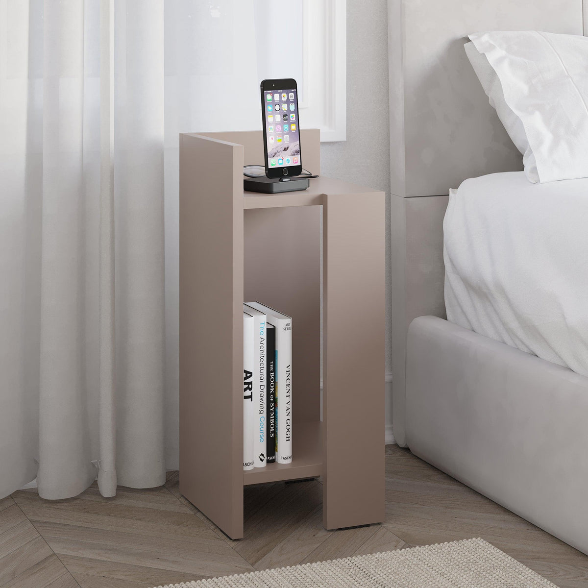 Decortieliving - Elos Modern Bedside Table Left Module 25cm Narrow