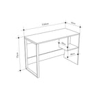 Decortieliving - Model 4 Working Table with 1 Square Shelf - Oak - Black Wood