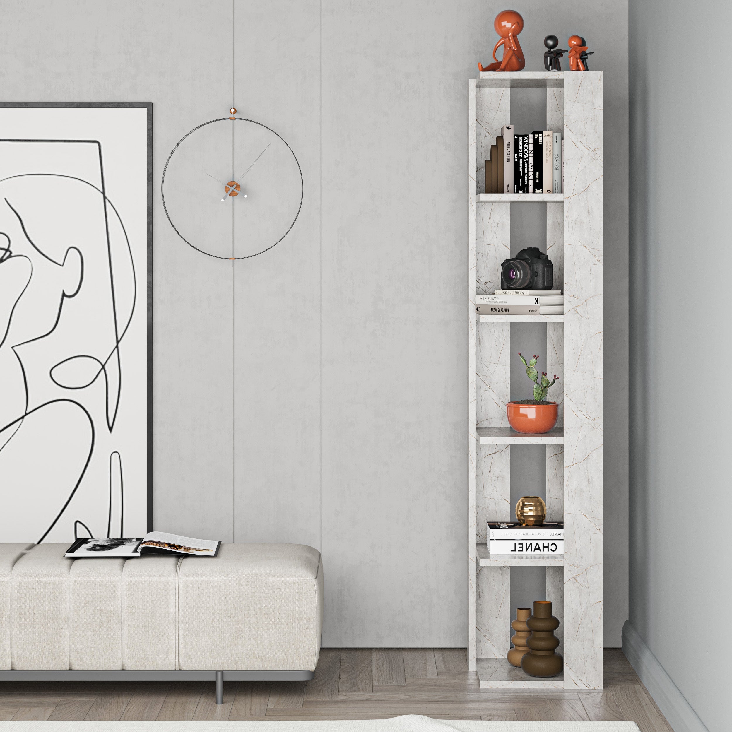 Decortieliving - Nati Modern Corner Bookcase Display Unit Tall 161cm