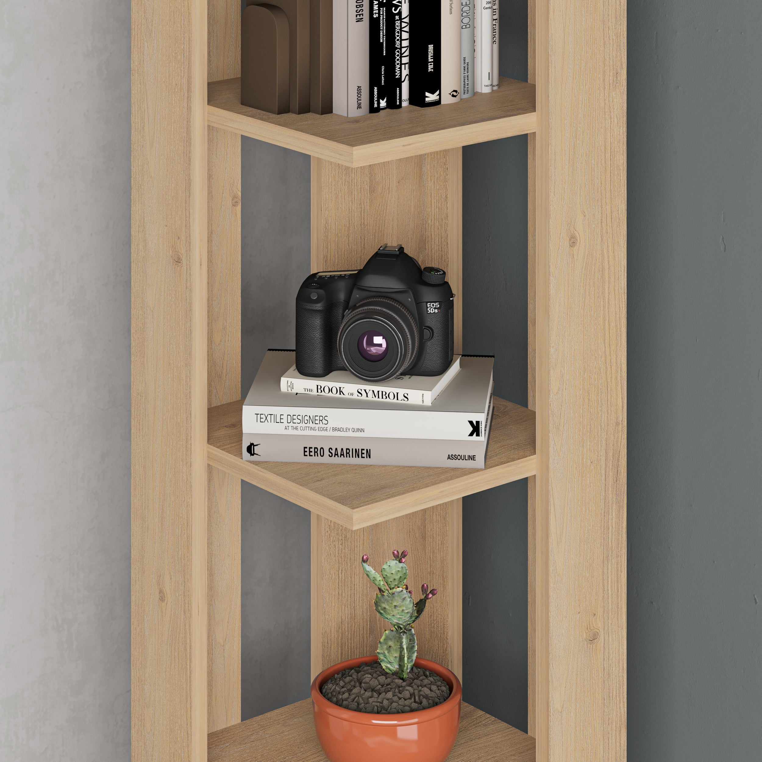 Decortieliving - Nati Modern Corner Bookcase Display Unit Tall 161cm