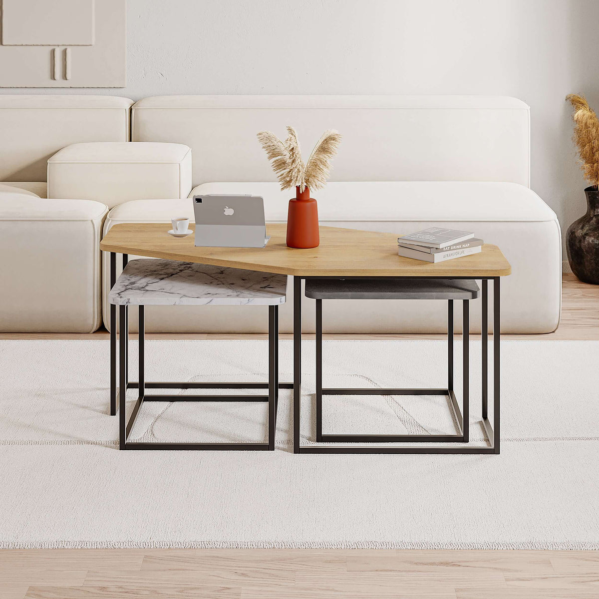 Decortieliving - Nesty Modern Coffee Table 3 Pieces