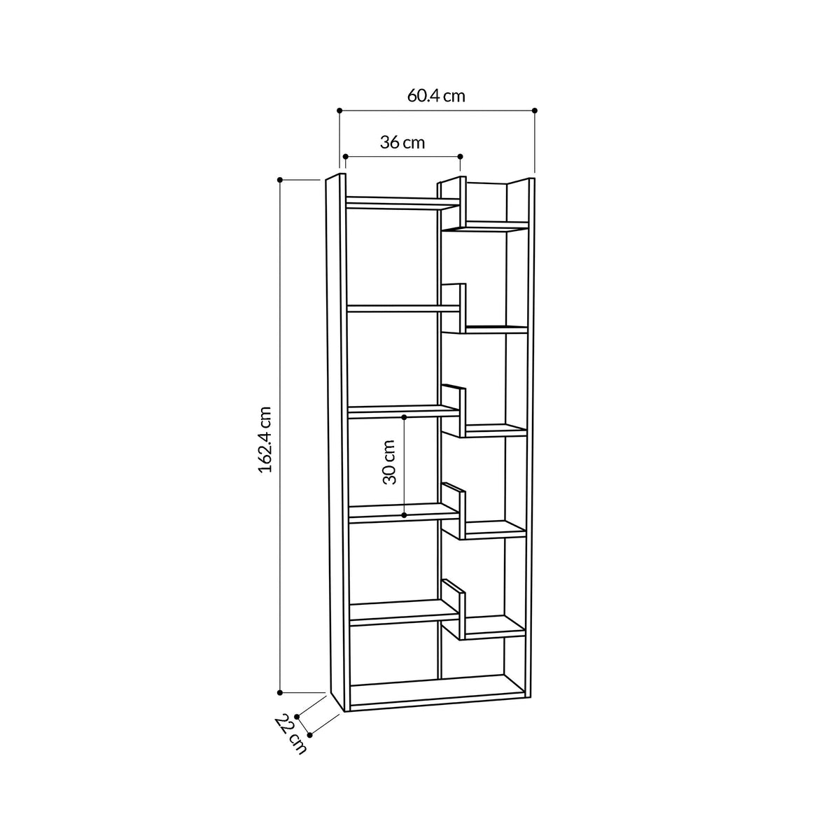 Decortieliving - Oppa Modern Bookcase Display Unit Tall 162.4cm