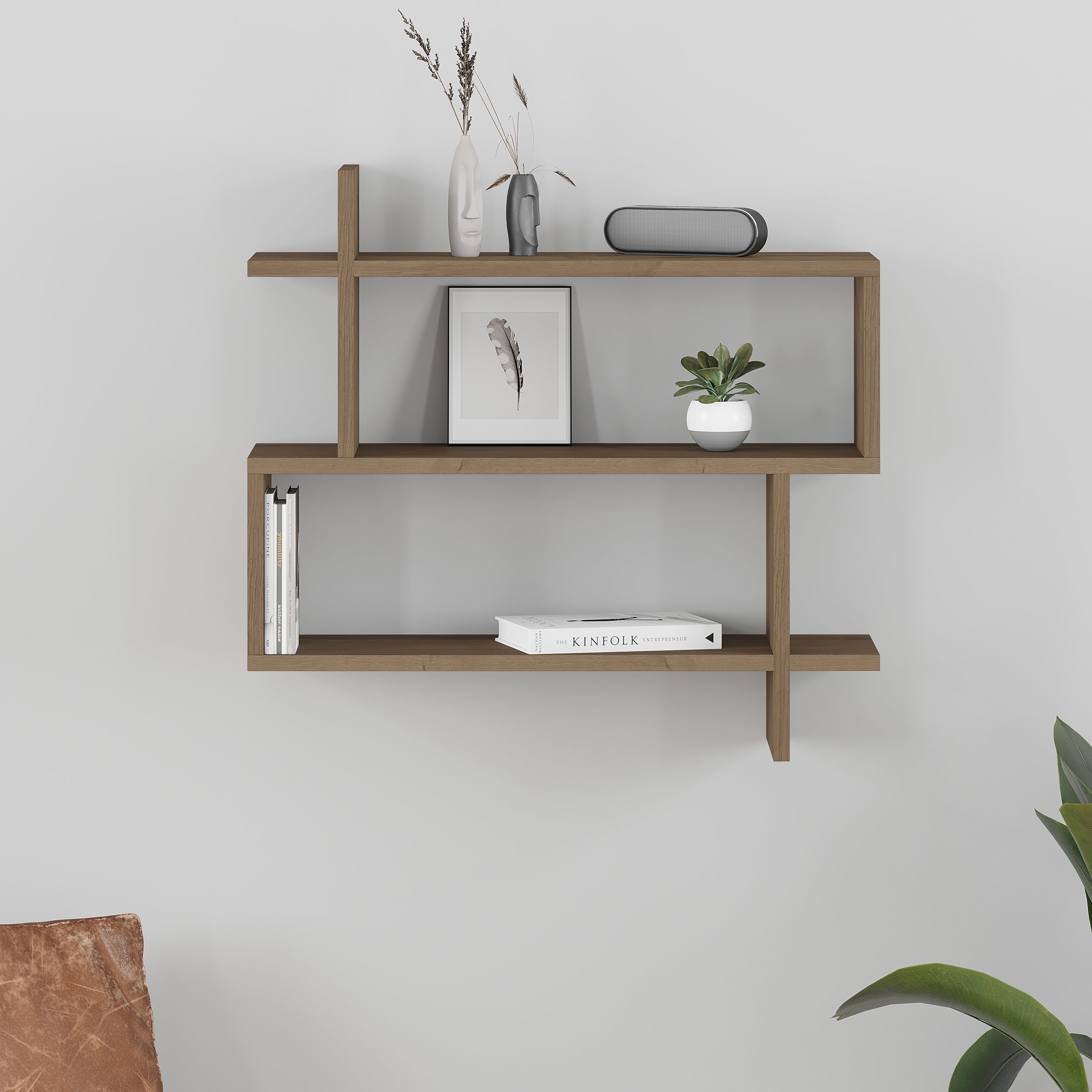 Decortieliving - Paralel Wall Mounted Modern Bookcase Display Unit Medium W 70 cm