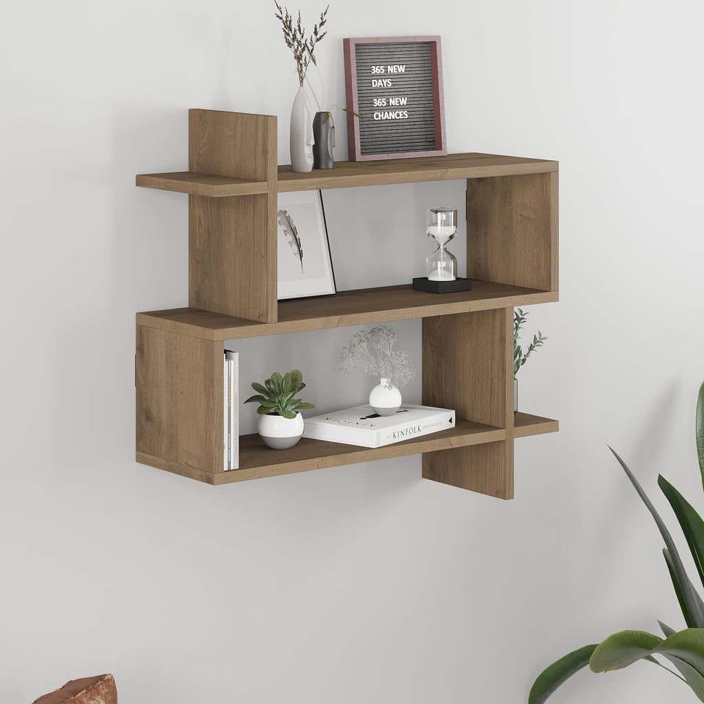 Decortieliving - Paralel Wall Mounted Modern Bookcase Display Unit Medium W 70 cm