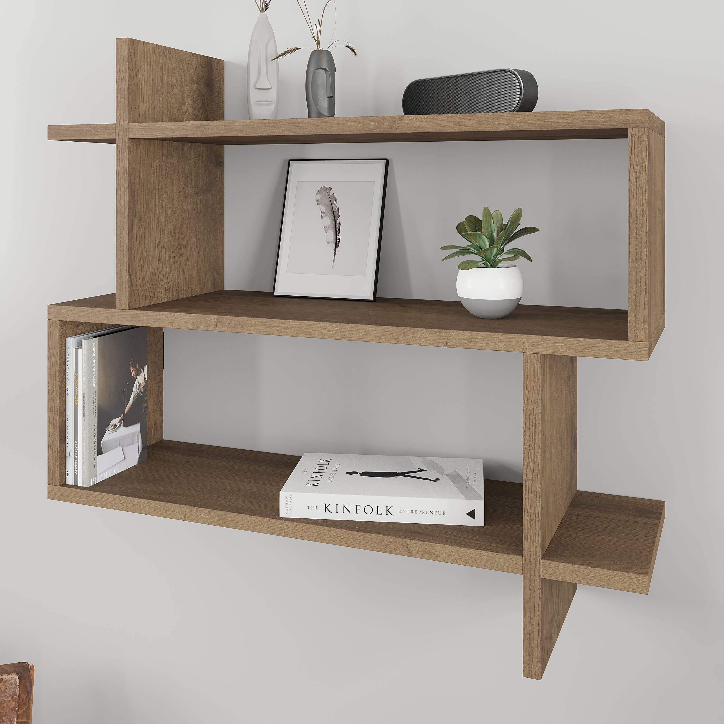 Decortieliving - Paralel Wall Mounted Modern Bookcase Display Unit Medium W 70 cm
