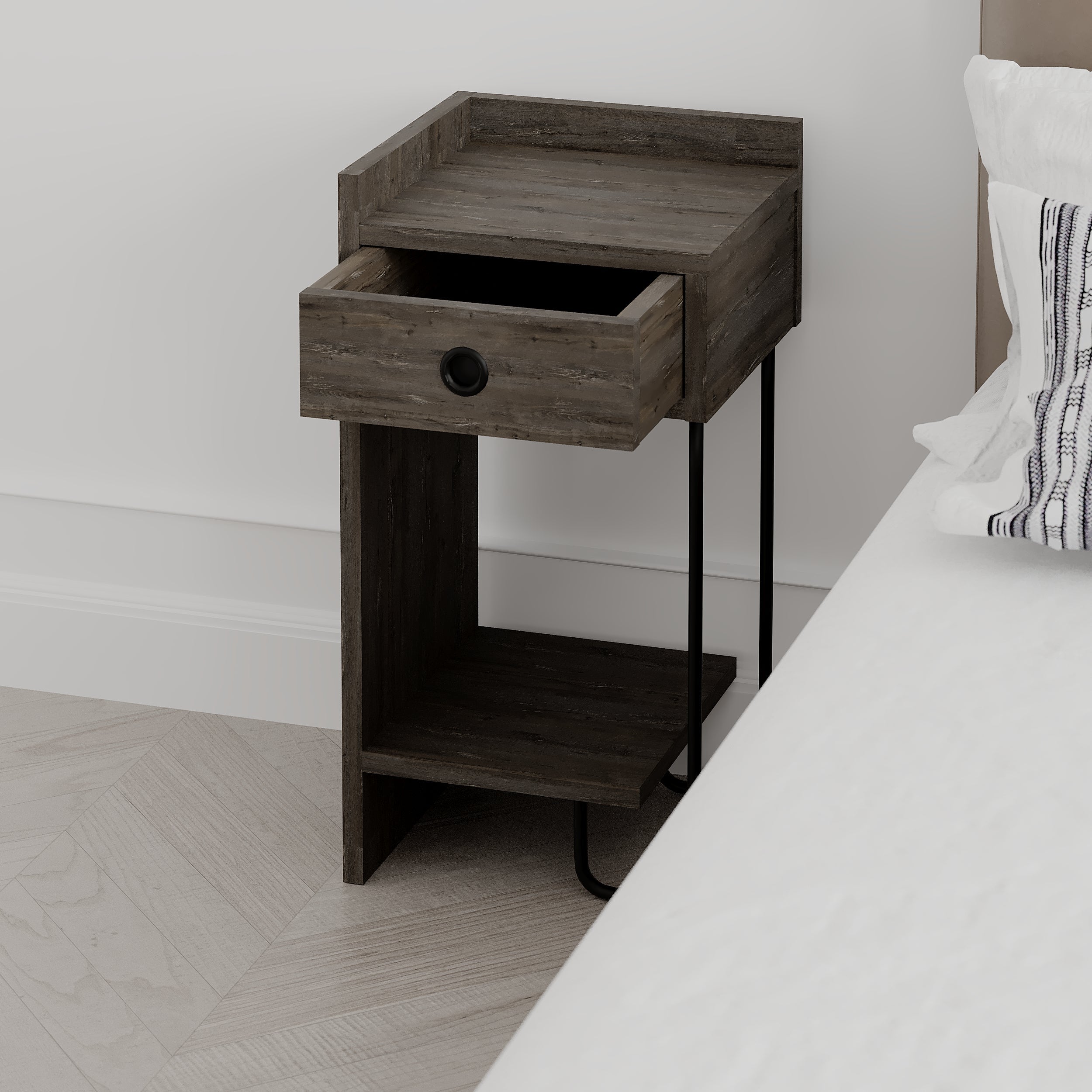 Decortieliving - Sirius Modern Bedside Table Left Module Width Bedroom Furniture 32cm