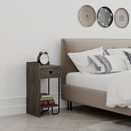 Decortieliving - Sirius Modern Bedside Table Left Module Width Bedroom Furniture 32cm