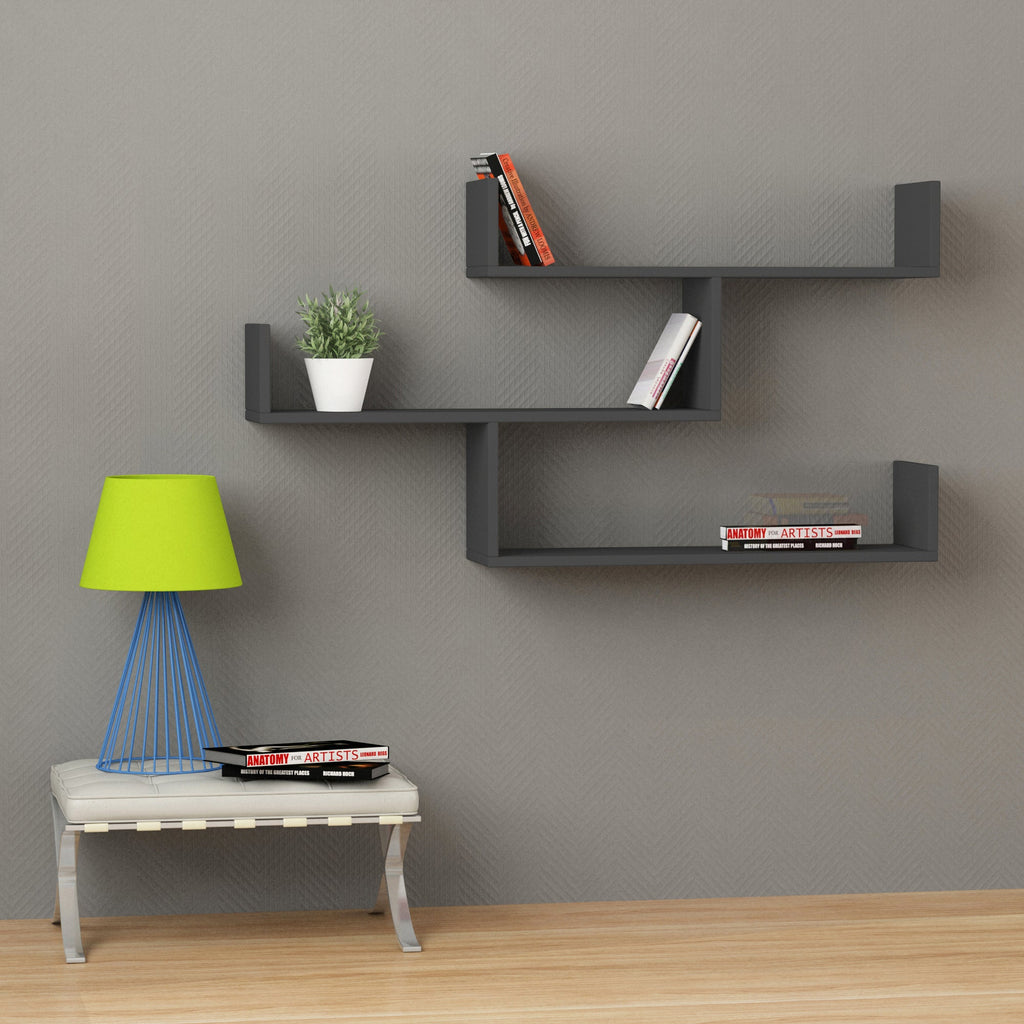 Decortieliving - Tibet Wall Shelf Unit – 119 cm Modern Floating Bookcase