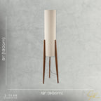 Decortieliving - Tripod Floor Lamp 130cm | Natural Linen Shade, Dark Wood Legs