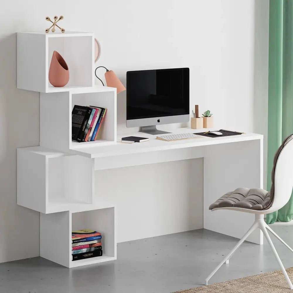 Decortieliving - Balance Modern Desk With Shelves 153.5cm