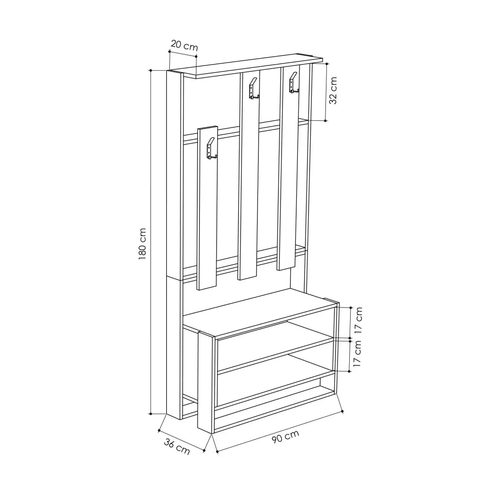 Decortieliving - Chester Hall Stand Shoe Rack Multipurpose Hanger