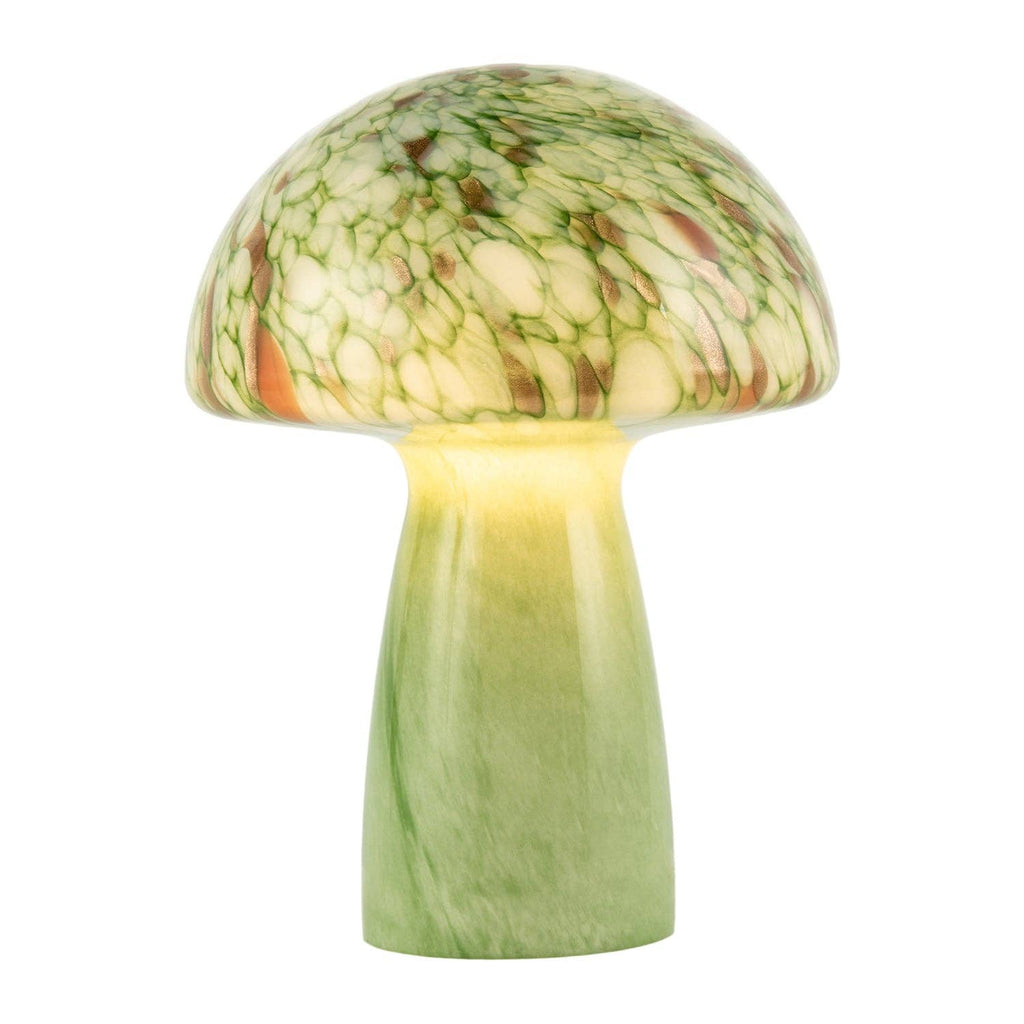 Decortieliving - Green Glass Mushroom Lamp 30cm | Retro Italian Style with Copper Flecks