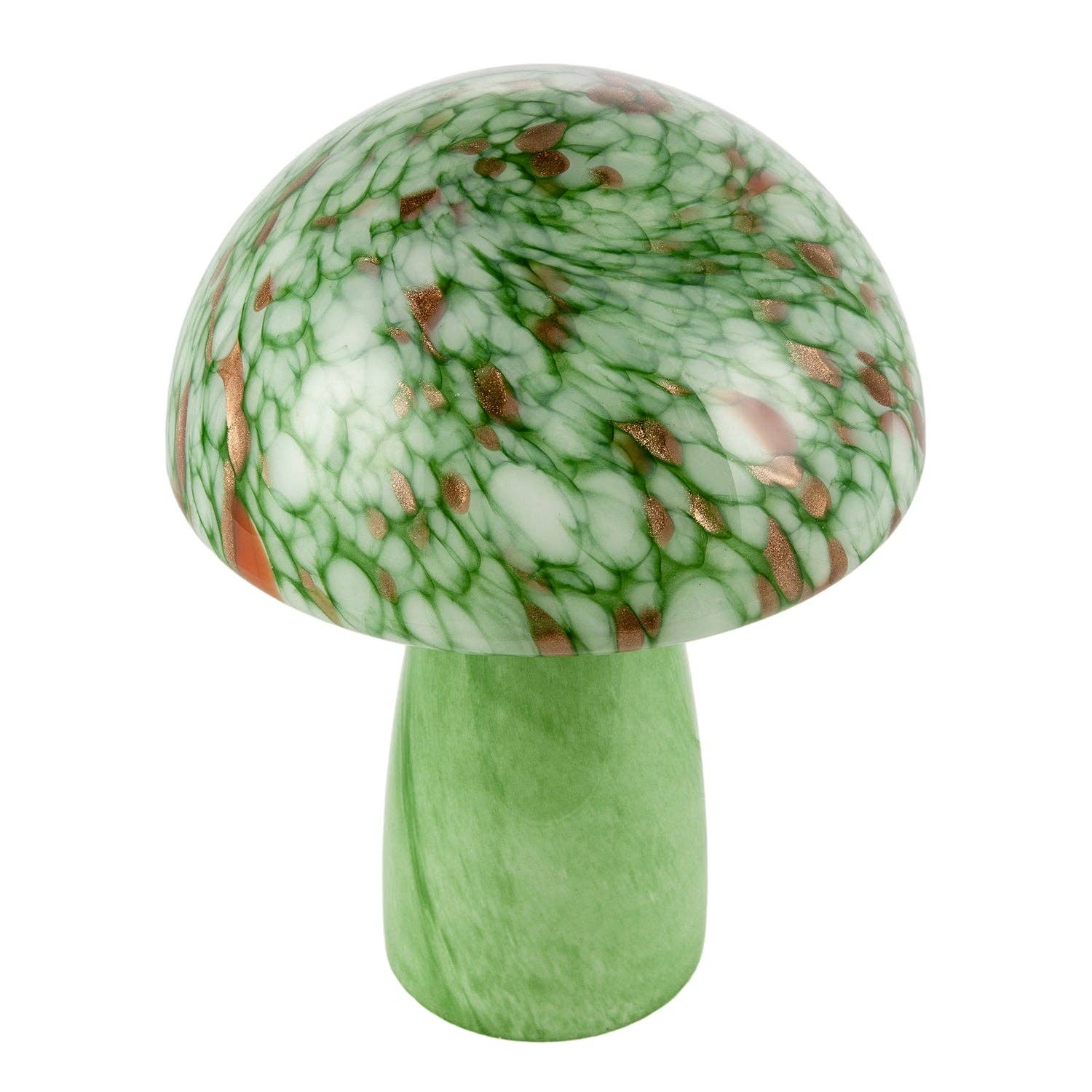 Decortieliving - Green Glass Mushroom Lamp 30cm | Retro Italian Style with Copper Flecks