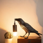 Decortieliving - Black Bird Table Lamp 33cm | Sculptural Resin Night Light