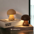 Decortieliving - Wooden Mushroom Night Light | Rechargeable Touch Lamp