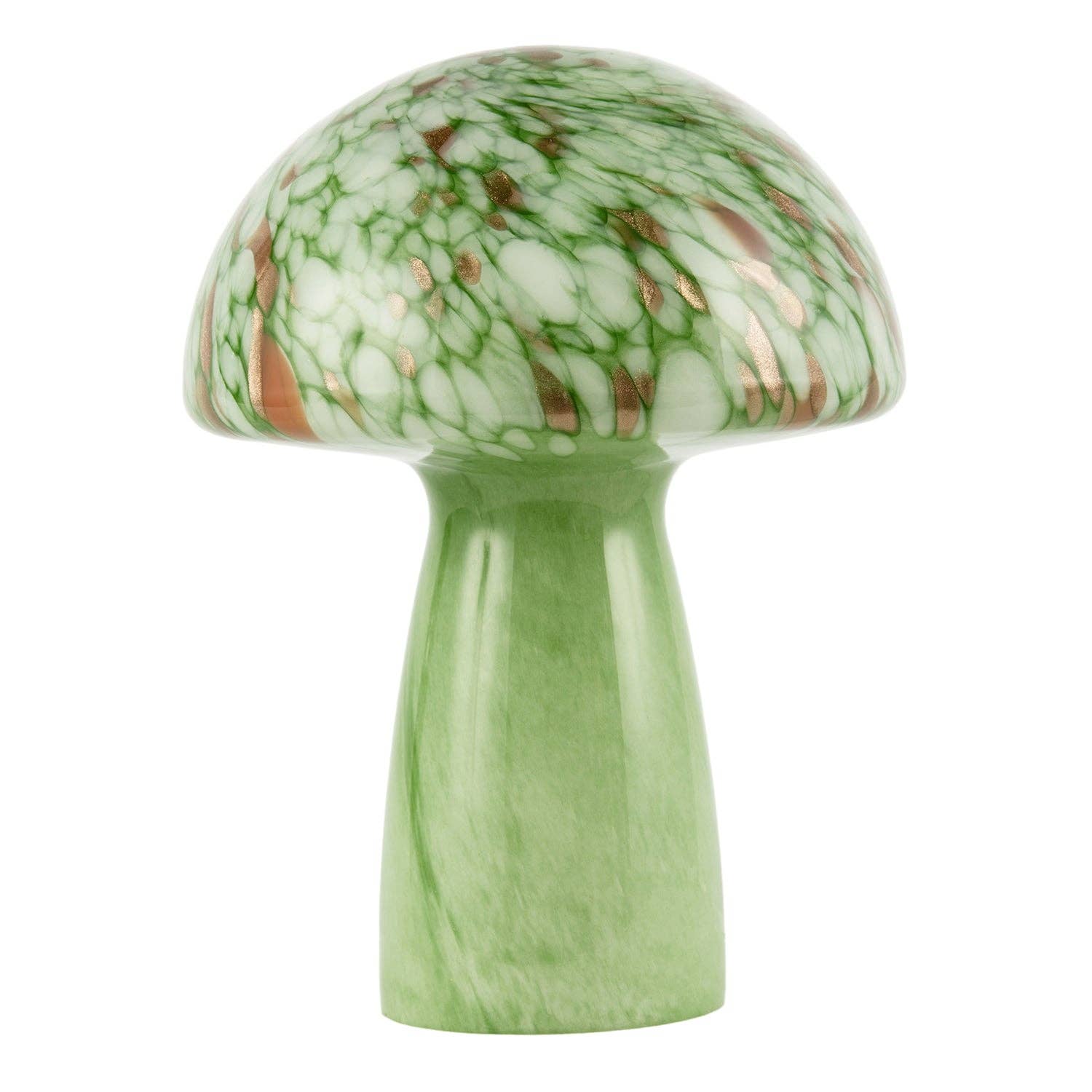 Decortieliving - Green Glass Mushroom Lamp 30cm | Retro Italian Style with Copper Flecks