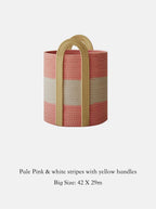Decortieliving - Cotton Rope Storage Basket with Handles | Striped, Two Sizes