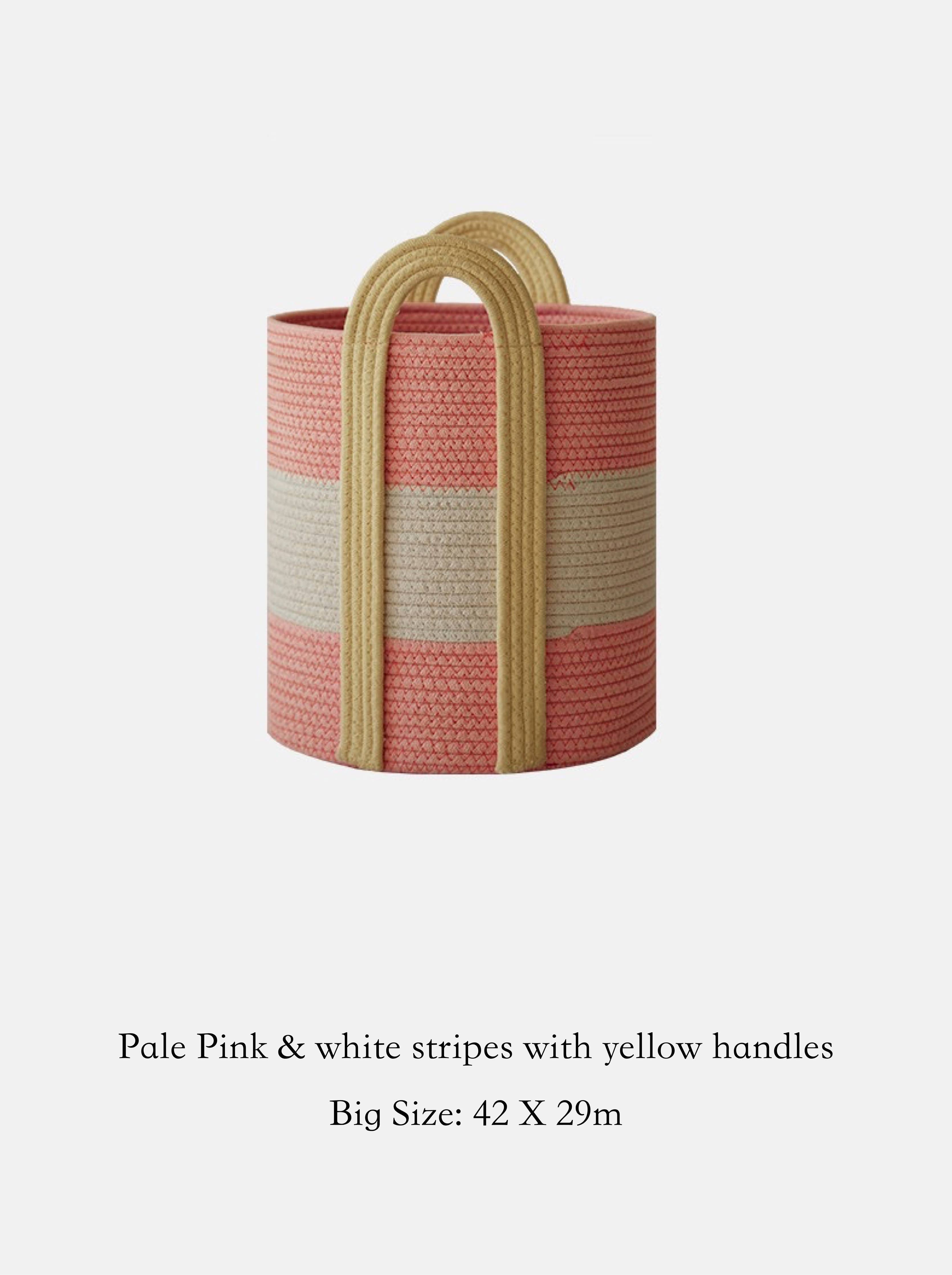 Decortieliving - Cotton Rope Storage Basket with Handles | Striped, Two Sizes