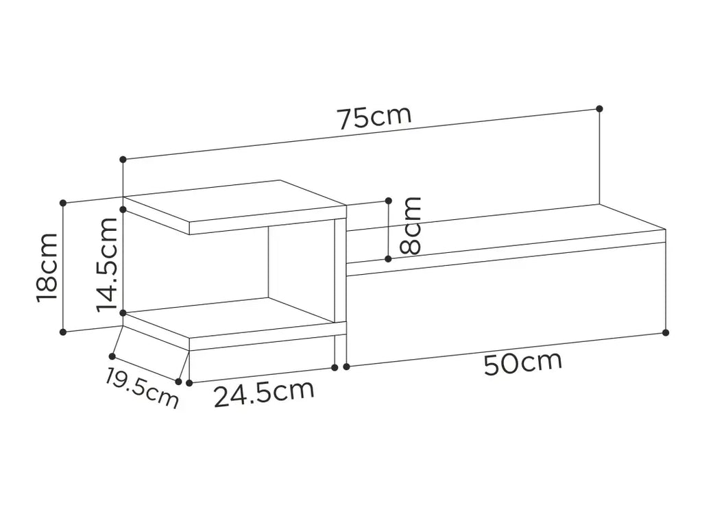 Decortieliving - Fork Modern Floating Shelf Set 18.2cm Short