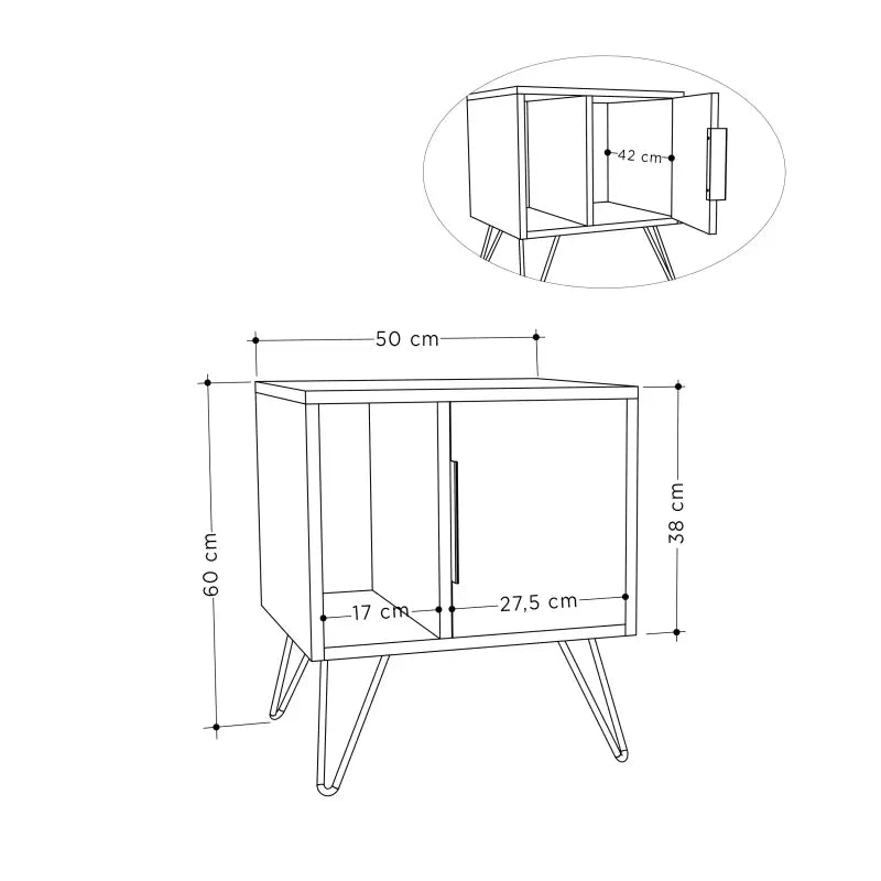 Decortieliving - Glynn Modern Bedside Table Width Bedroom Furniture 50.2cm