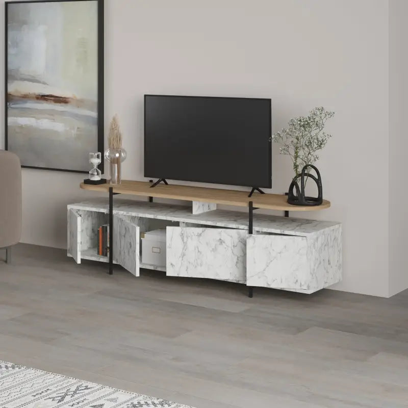 Decortieliving - Hanley Modern TV Stand Multimedia Centre TV Unit With Storage Cabinet 160cm