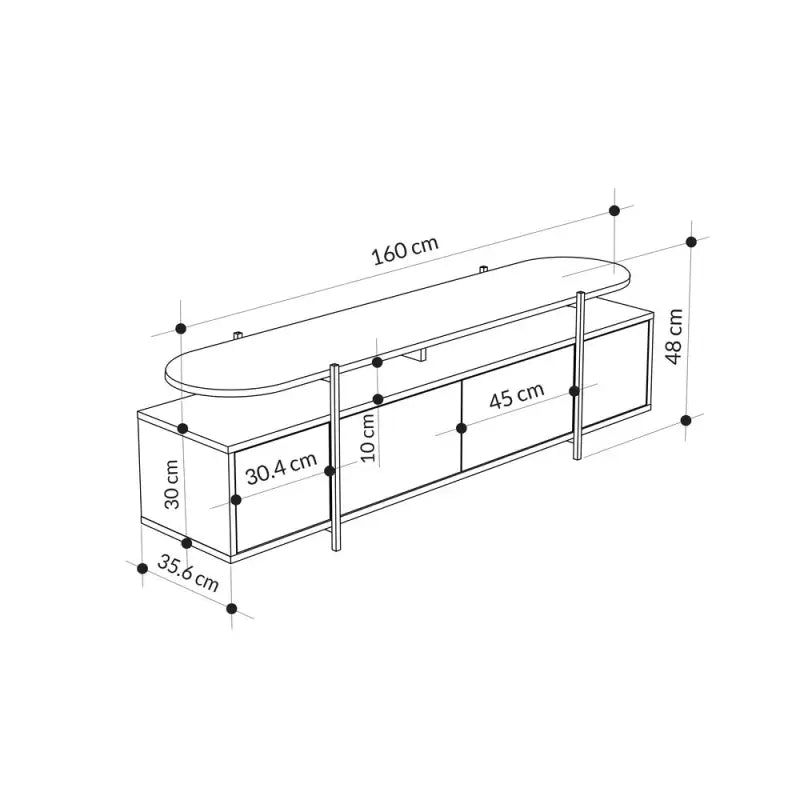 Decortieliving - Hanley Modern TV Stand Multimedia Centre TV Unit With Storage Cabinet 160cm