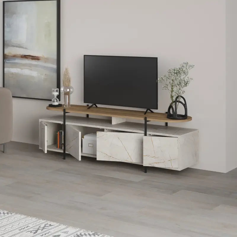 Decortieliving - Hanley Modern TV Stand Multimedia Centre TV Unit With Storage Cabinet 160cm