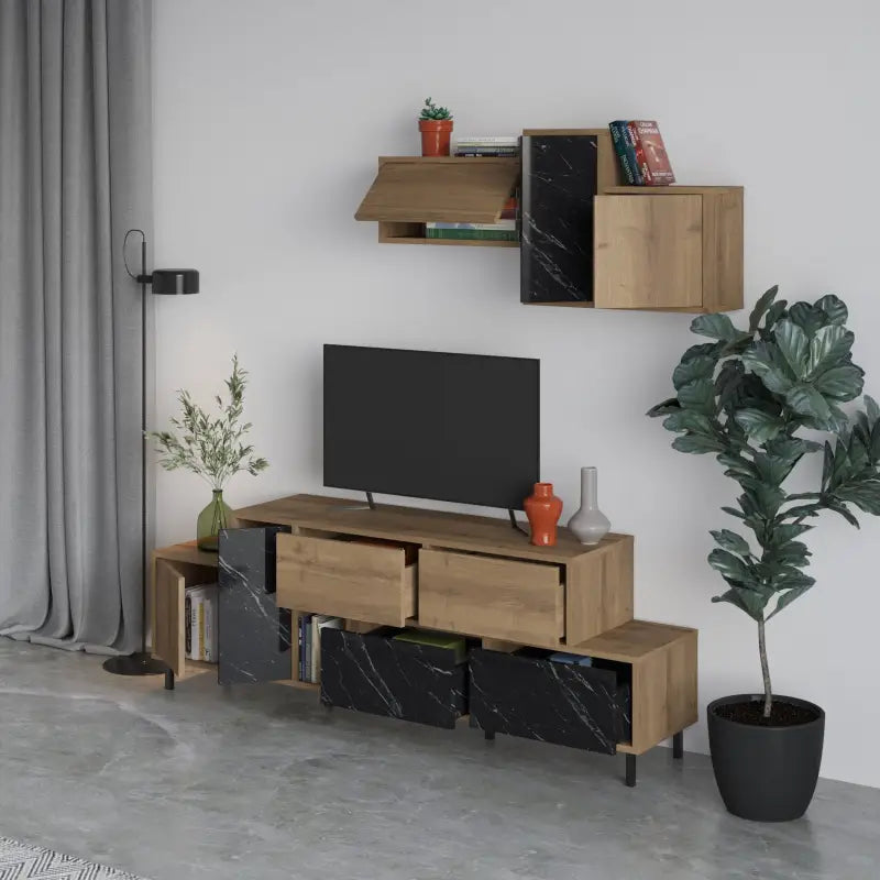 Decortieliving - Hermes Modern TV Stand Multimedia Centre TV Unit With Storage Cabinet 171.2 cm