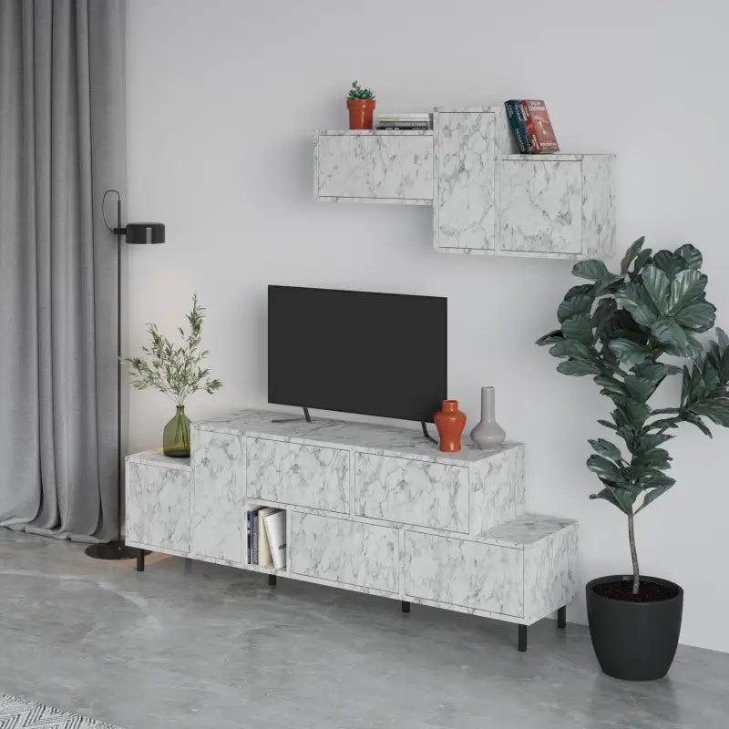 Decortieliving - Hermes Modern TV Stand Multimedia Centre TV Unit With Storage Cabinet 171.2 cm