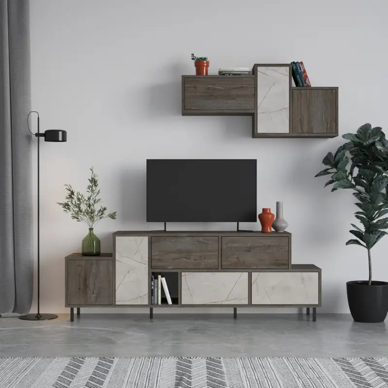 Decortieliving - Hermes Modern TV Stand Multimedia Centre TV Unit With Storage Cabinet 171.2 cm