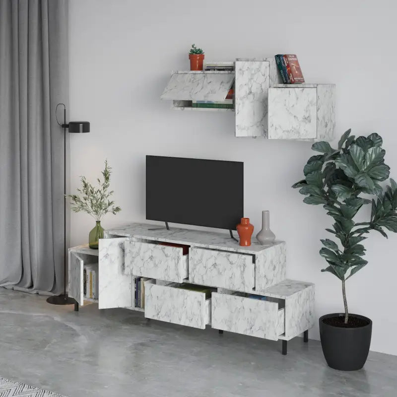 Decortieliving - Hermes Modern TV Stand Multimedia Centre TV Unit With Storage Cabinet 171.2 cm