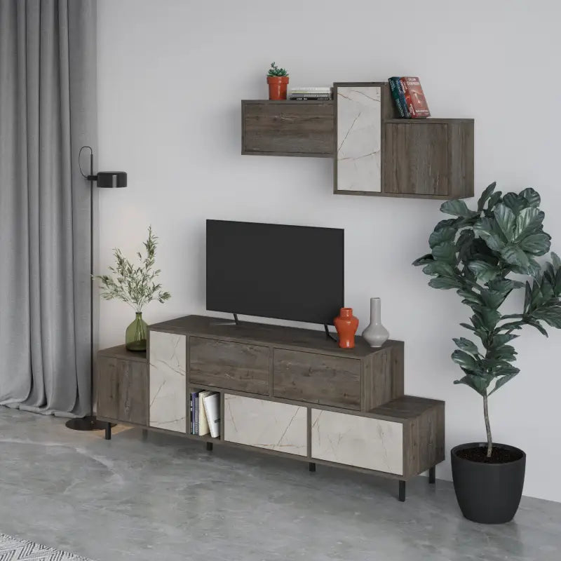 Decortieliving - Hermes Modern TV Stand Multimedia Centre TV Unit With Storage Cabinet 171.2 cm