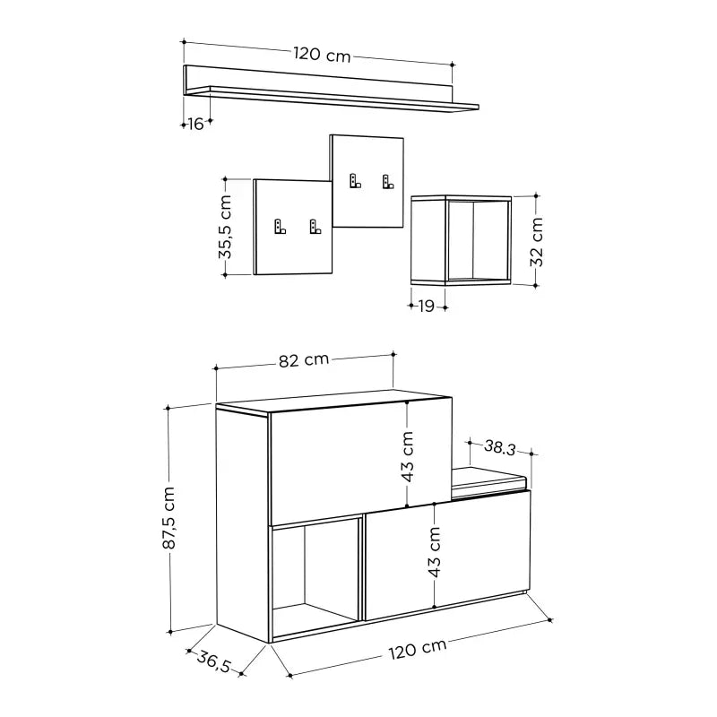 Decortieliving - Holdon Shoe Cabinet Hanger With Shelves