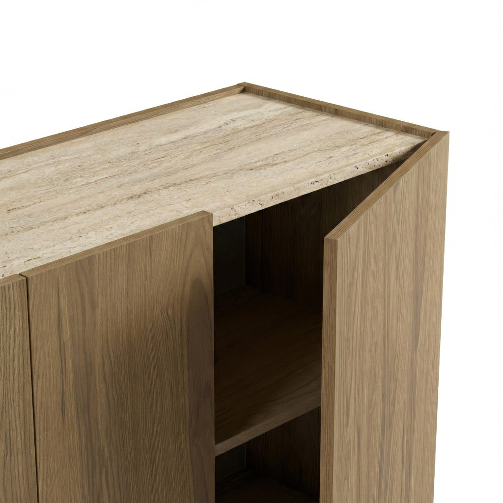 Buffet Dione Chêne & Effet Travertin 140cm