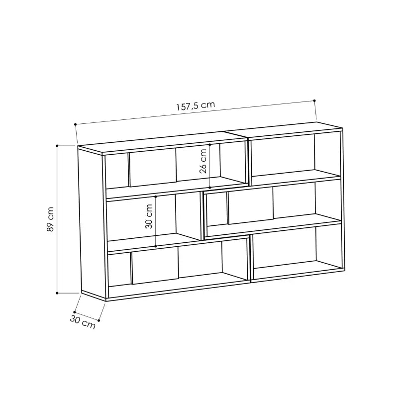 Decortieliving - Molly Modern Corner Multipurpose Bookcase Display Unit Room Separator No.3 Short 89cm