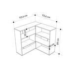 Decortieliving - Molly Modern Corner Multipurpose Bookcase Display Unit Room Separator No.3 Short 89cm