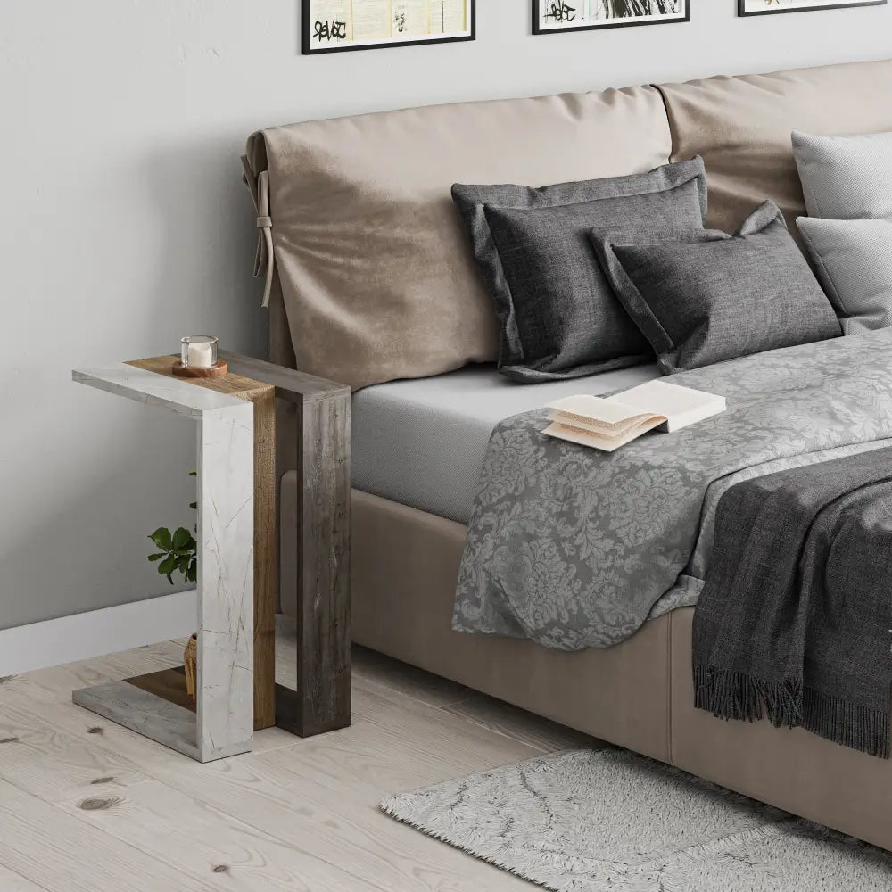 Decortieliving - Muju Modern C Shape Table Multipurpose H 57cm
