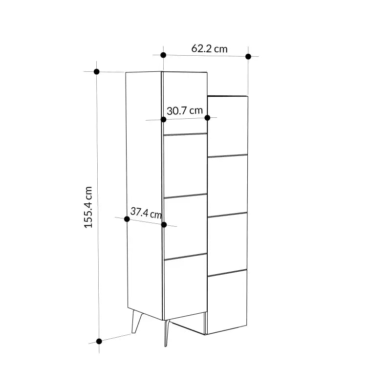 Decortieliving - Stair Modern Hallway Storage - Multipurpose Cabinet 156 x 62 x 37 cm